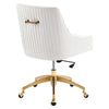 Modway Discern Performance Velvet Pleated Back Swivel Office Chair in White MDY-EEI-5080-WHI