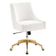 Modway Discern Performance Velvet Pleated Back Swivel Office Chair in White