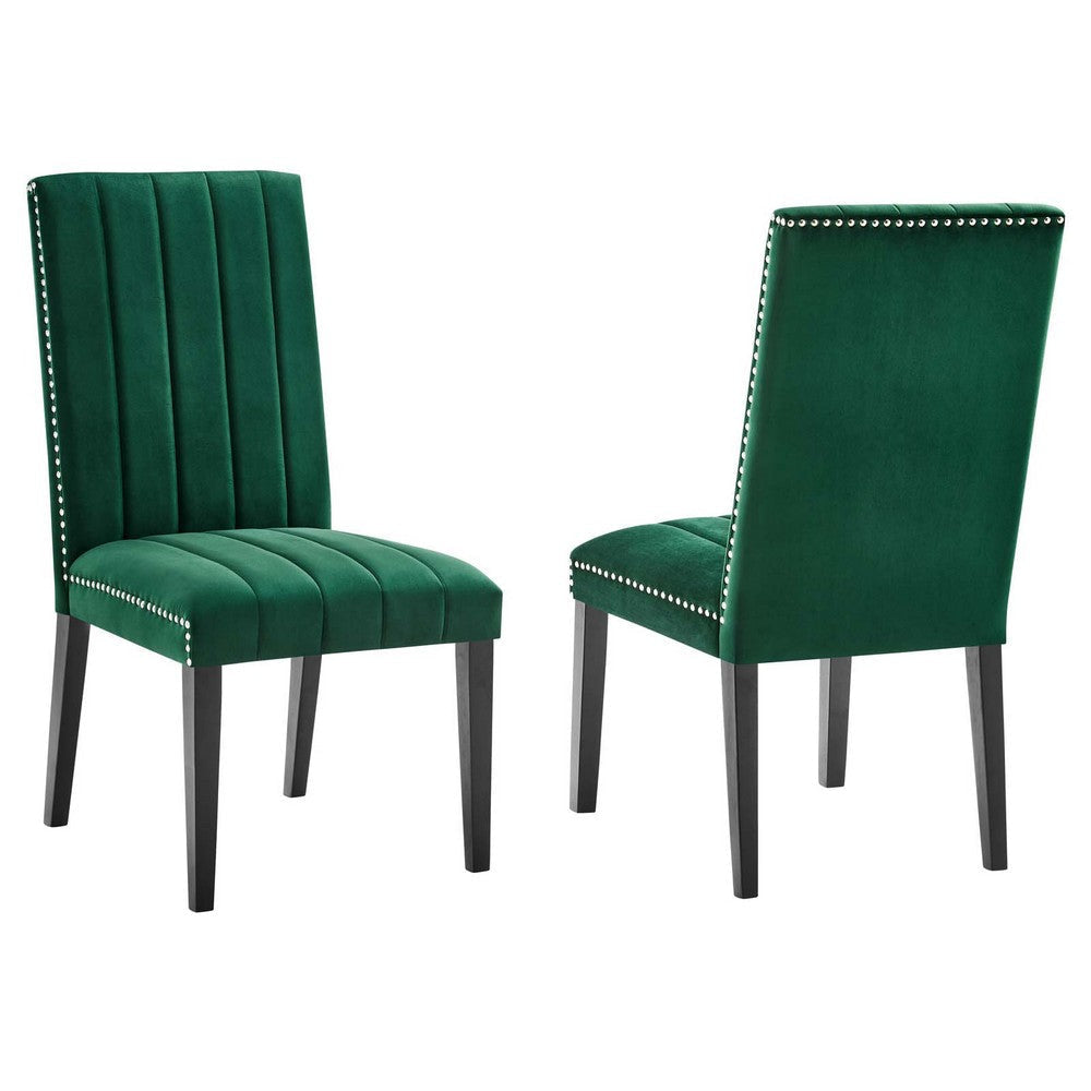 Catalyst Performance Velvet Dining Side Chairs - Set of 2 - No Shipping Charges MDY-EEI-5081-GRN