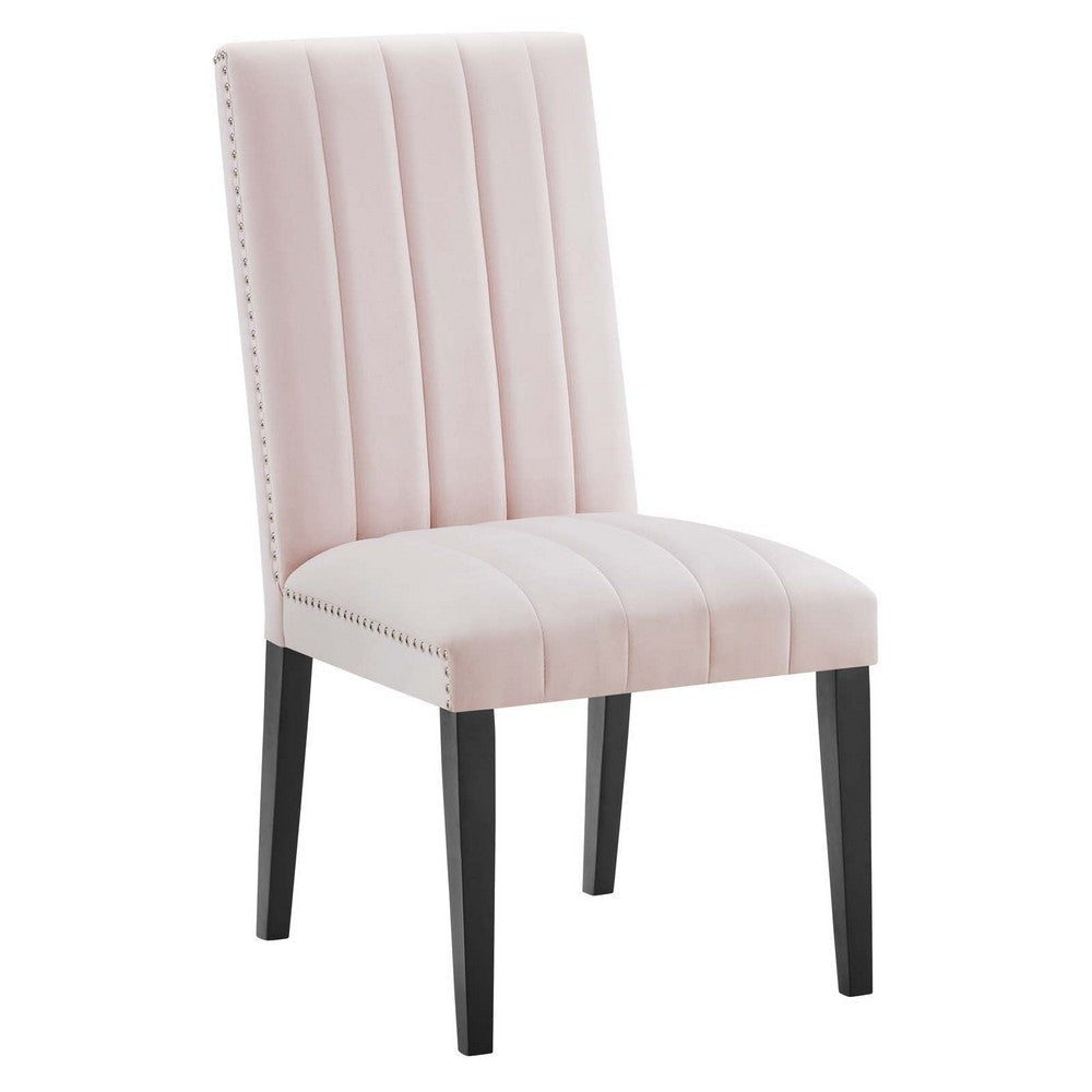 Modway Catalyst Channel Tufted Performance Velvet Parsons Dining Side Chairs in Pink-Set of 2 MDY-EEI-5081-PNK