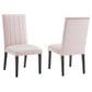 Modway Catalyst Channel Tufted Performance Velvet Parsons Dining Side Chairs in Pink-Set of 2