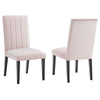 Modway Catalyst Channel Tufted Performance Velvet Parsons Dining Side Chairs in Pink-Set of 2