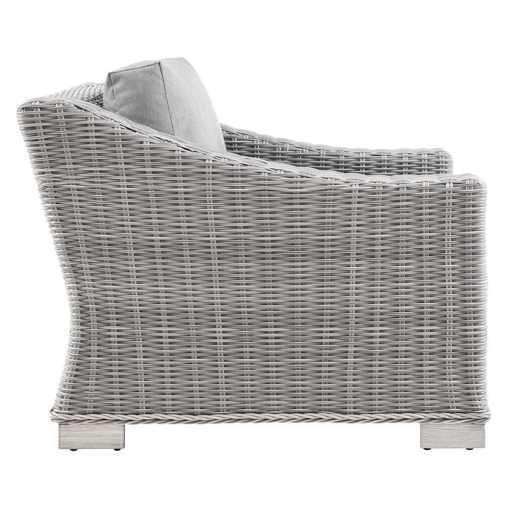 Modway EEI-5090-GRY Conway Outdoor Patio Wicker Rattan 2-Piece Armchair and Ottoman Set Light Gray Gray MDY-EEI-5090-GRY