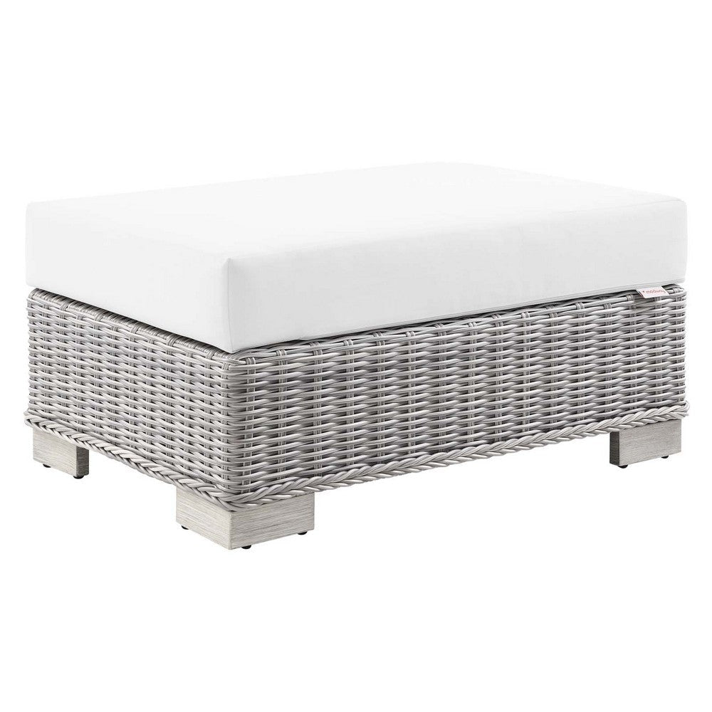 Modway Conway Outdoor Patio Wicker Rattan 2-Piece Armchair and Ottoman Set Light Gray White MDY-EEI-5090-WHI