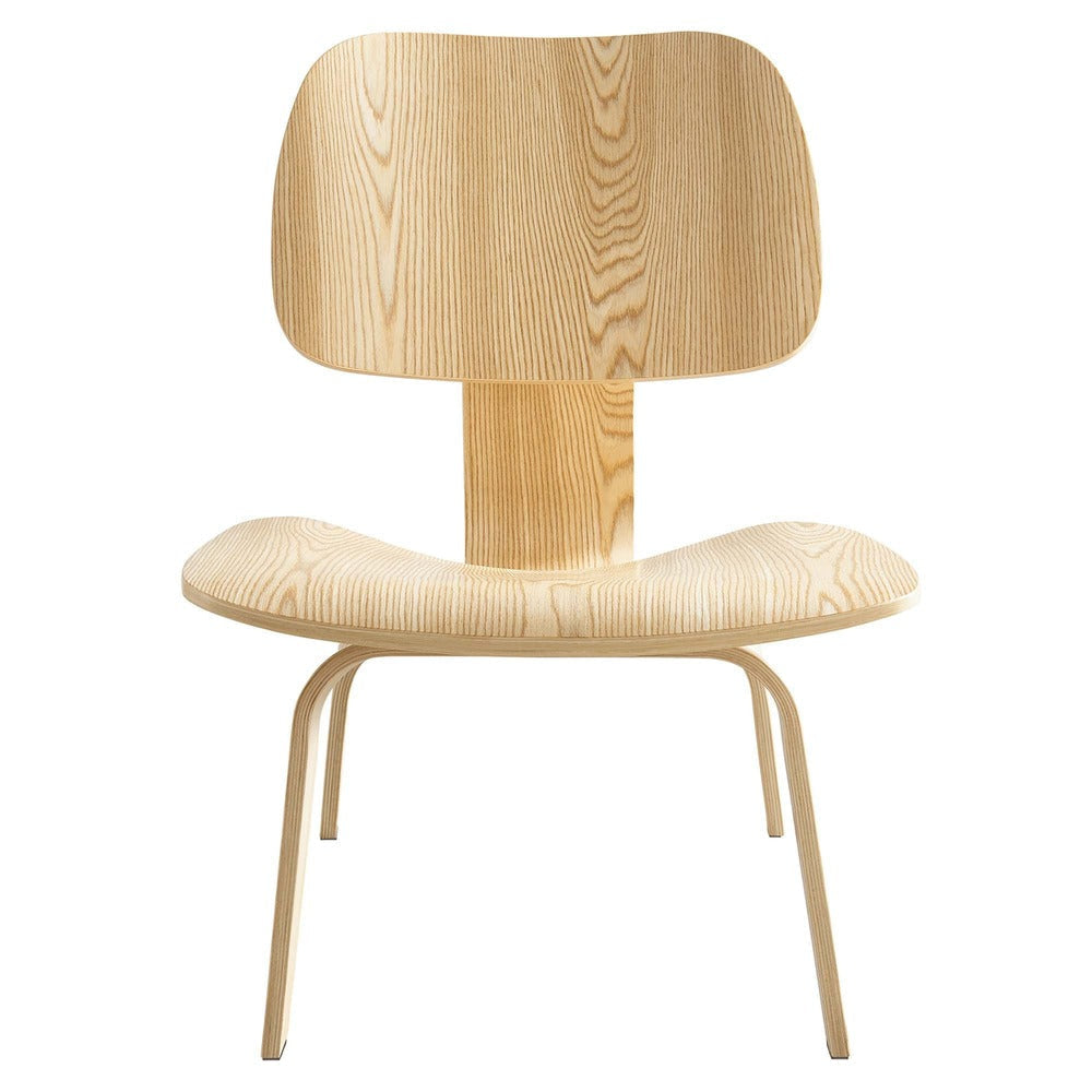 Modway Modern Molded Plywood Lounge Accent Chair,Engineered Wood in Natural
