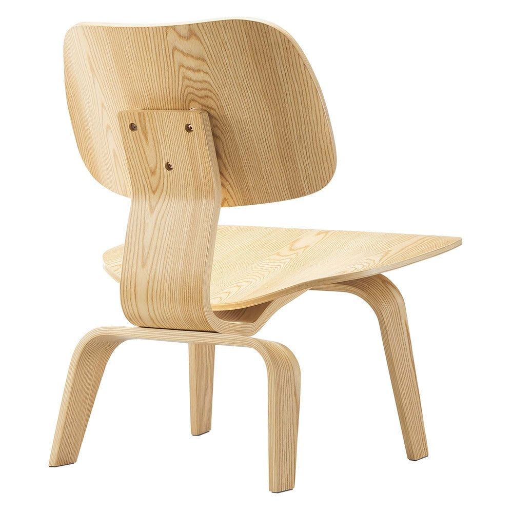Modway Modern Molded Plywood Lounge Accent Chair,Engineered Wood in Natural
