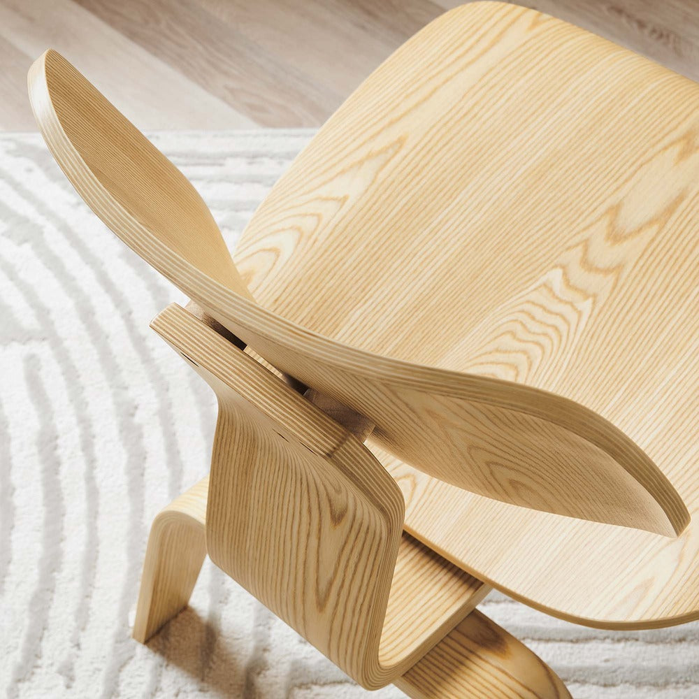Modway Modern Molded Plywood Lounge Accent Chair,Engineered Wood in Natural