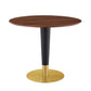 Modway Zinque Round Wood 36" Dining Table, Gold Walnut