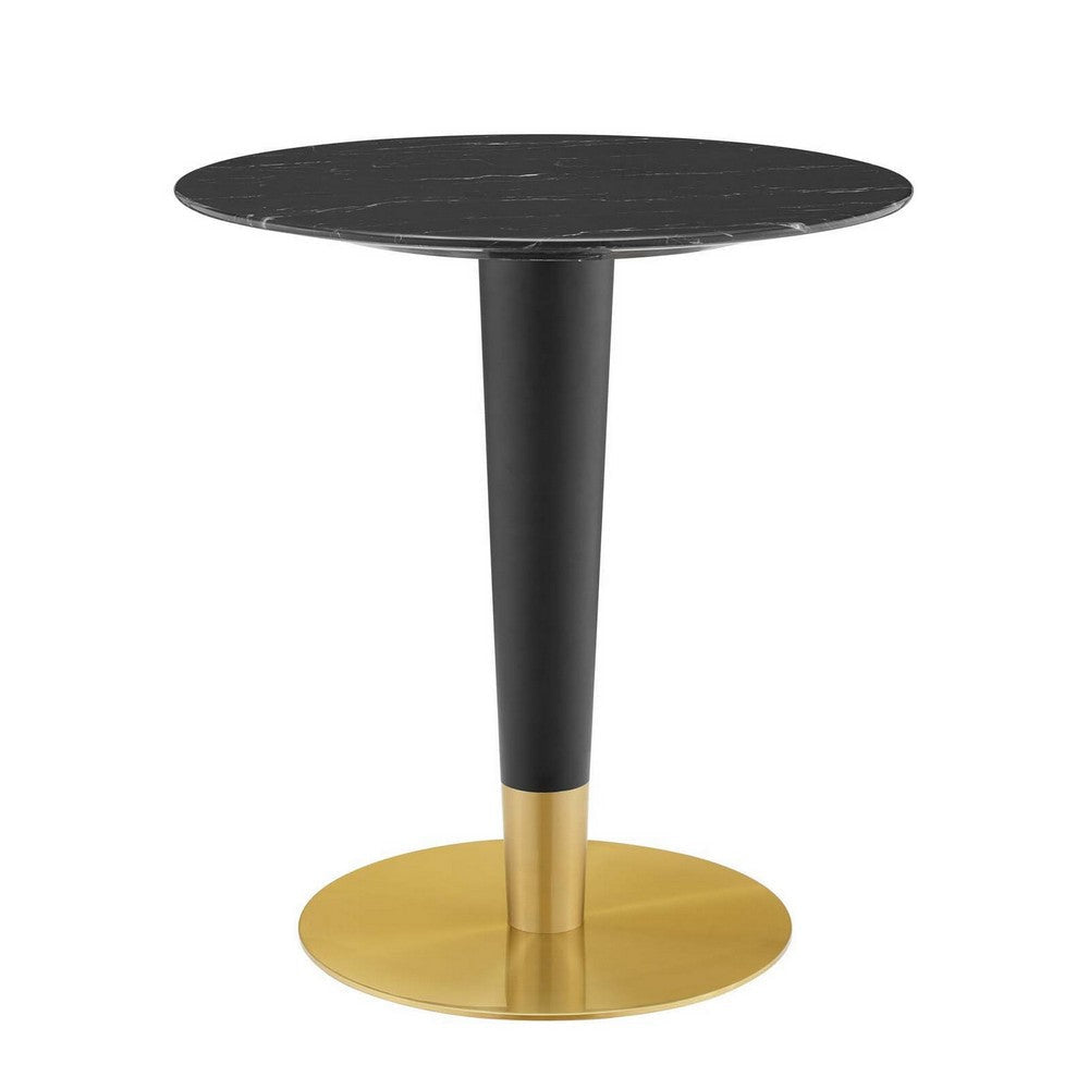 Modway Zinque Artificial Marble Dining Table, 28 Inch, Gold Black