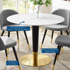 Modway Zinque Round Modern 40" Dining Table in Gold White, 40 Inch