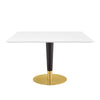 Modway Zinque Square Modern 47" Dining Table in Gold White