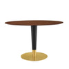 Modway Zinque Oval Wood 48" Dining Table in Gold Walnut