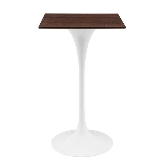 Modway Lippa Bar Table, 28 Inch, White Cherry Walnut