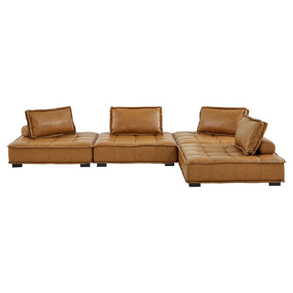 Saunter Tufted Vegan Leather Vegan Leather 4-Piece Sectional Sofa MDY-EEI-5209-TAN