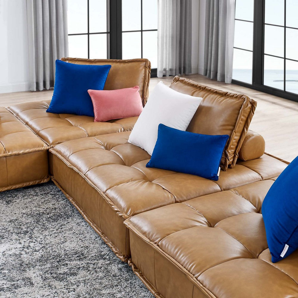 Saunter Tufted Vegan Leather Vegan Leather 4-Piece Sectional Sofa MDY-EEI-5209-TAN