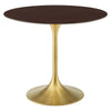 Modway Lippa Dining Table, 36", Gold Cherry Walnut