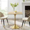 Modway Lippa Dining Table, 28", Gold Natural