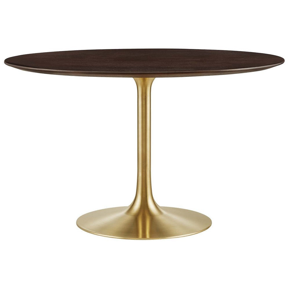 Modway Lippa Dining Table, 48", Gold Cherry Walnut