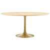 Modway Lippa Dining Table, 60", Gold Natural
