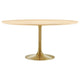 Modway Lippa Dining Table, 60", Gold Natural