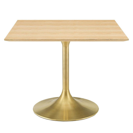 Modway Lippa Dining Table, 40", Gold Natural