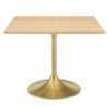 Modway Lippa Dining Table, 40", Gold Natural