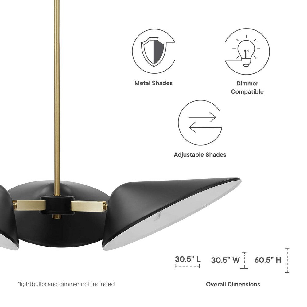 Journey 3-Light 3" Arm Pendant by Modway| Black