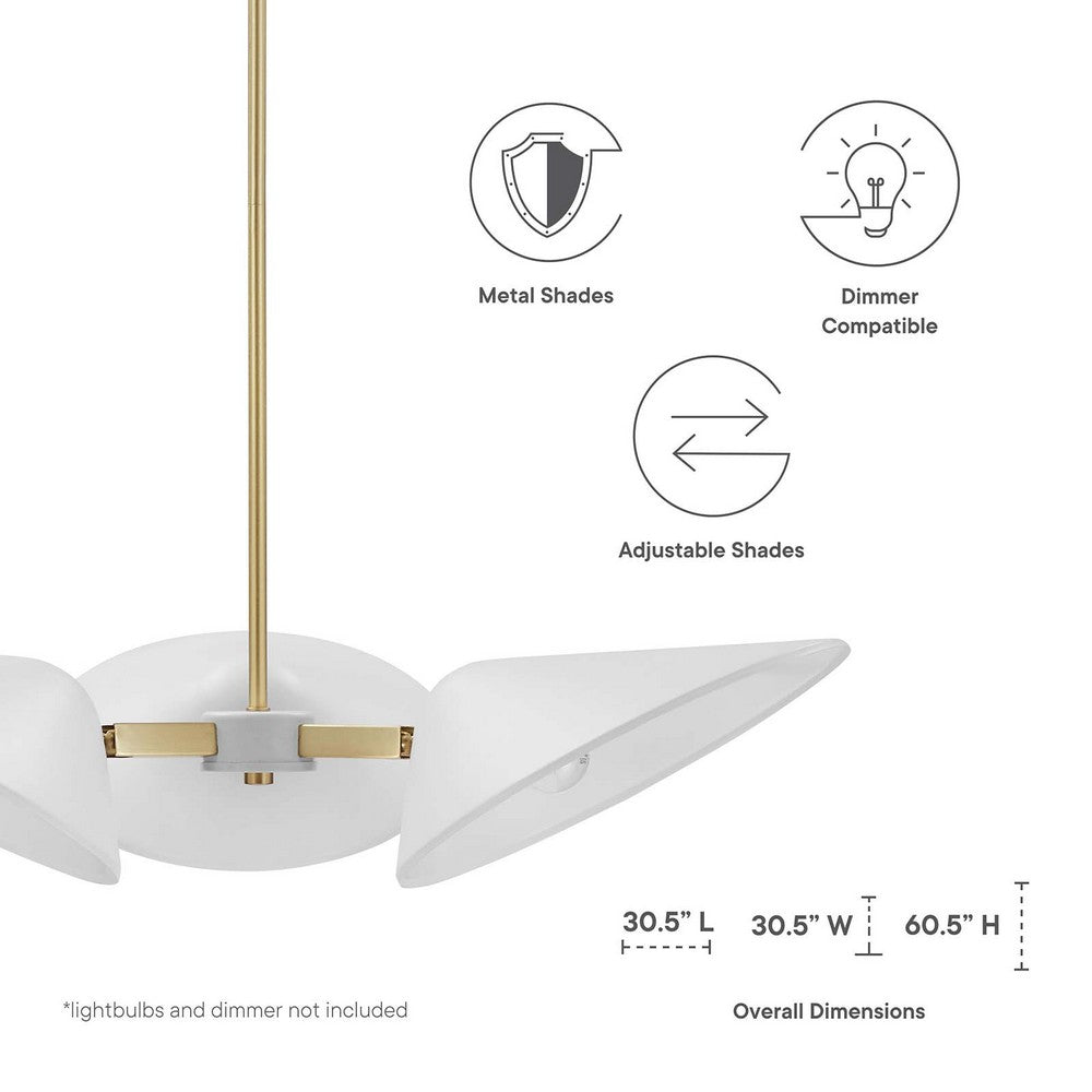 Journey 3-Light 3" Arm Pendant by Modway| White