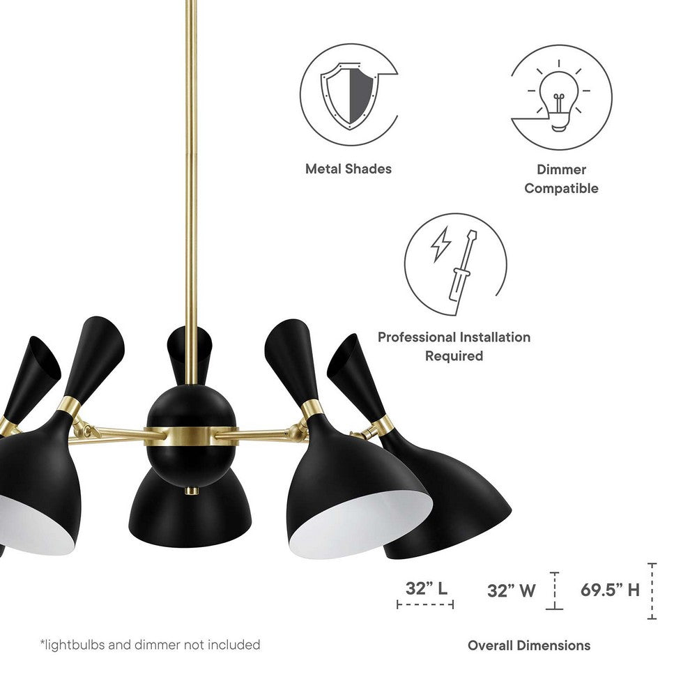 Declare 5-Light 6" Arm Pendant by Modway| Black