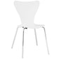 Modway Ernie Mid-Century Modern Wood Stacking Kitchen and Dining Room Chair in White