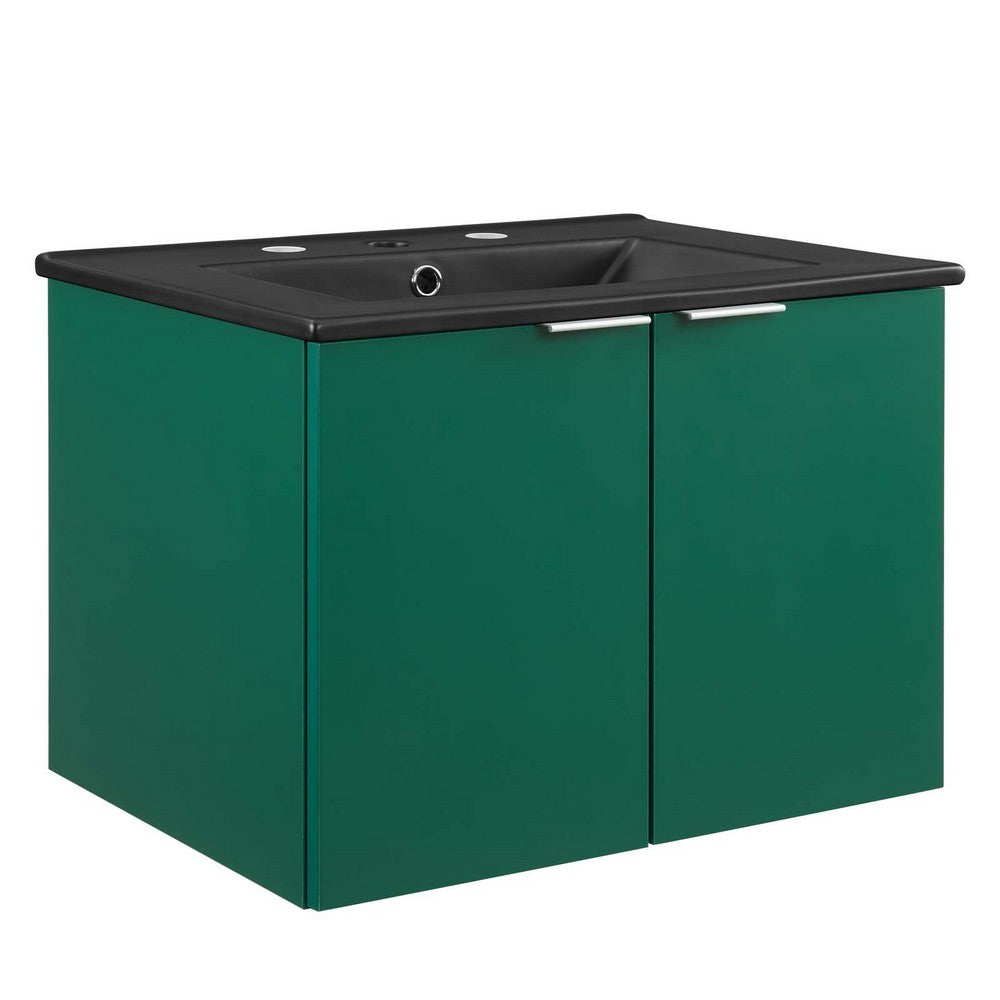 Maybelle 24" Wall-Mount Bathroom Vanity by Modway| Green