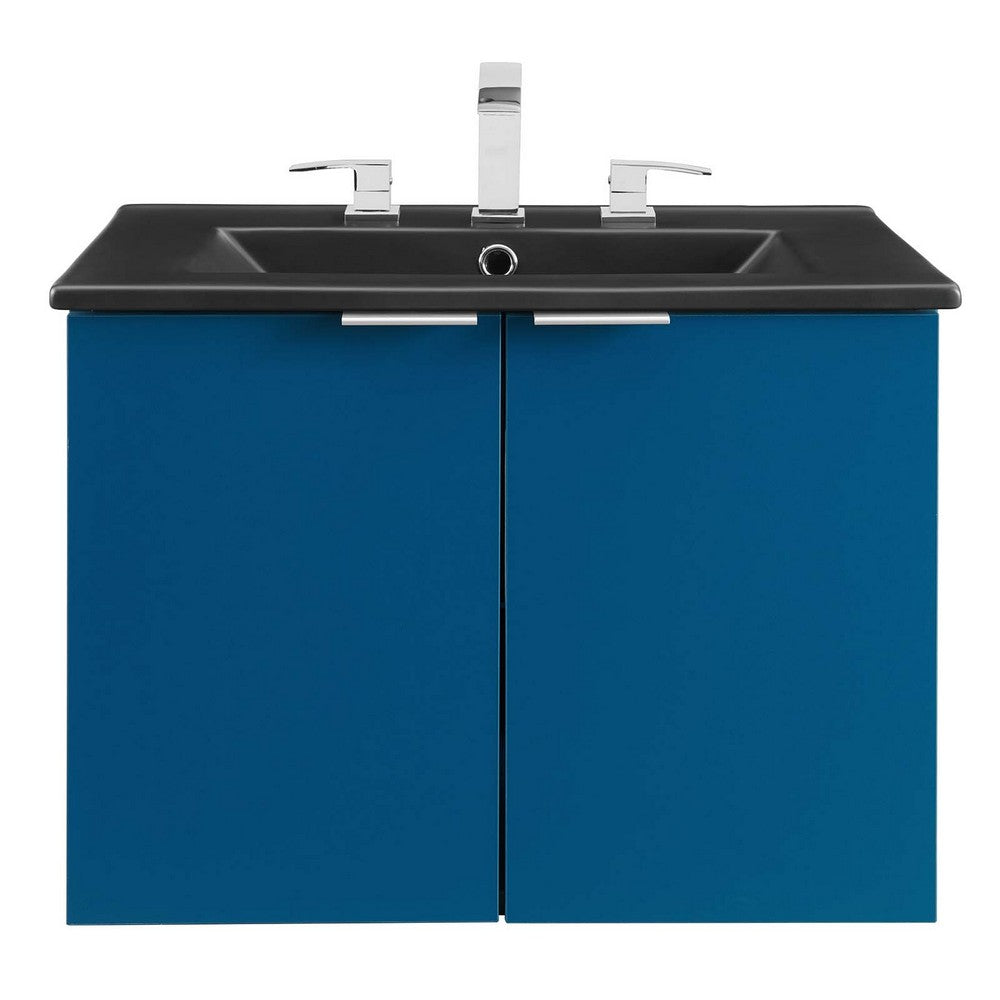 Maybelle 24" Wall-Mount Bathroom Vanity by Modway| Blue