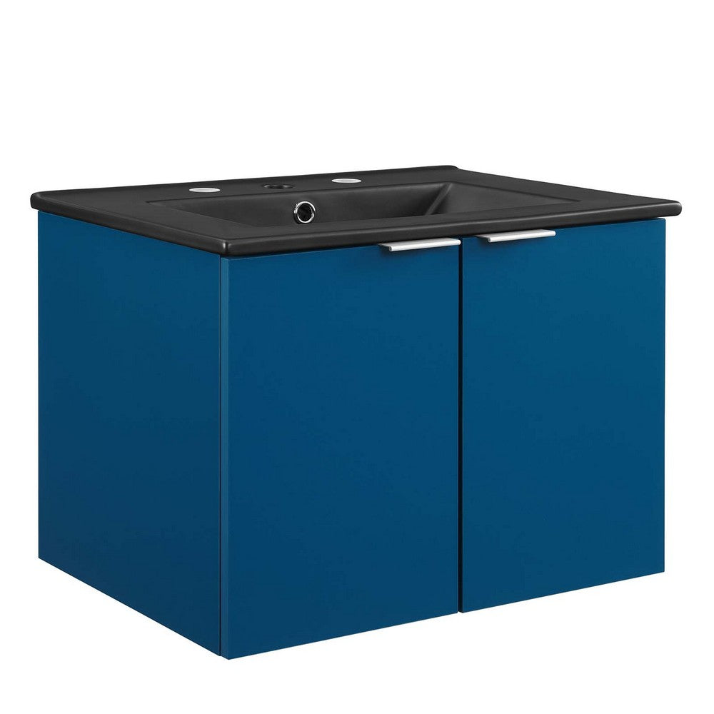 Maybelle 24" Wall-Mount Bathroom Vanity by Modway| Blue