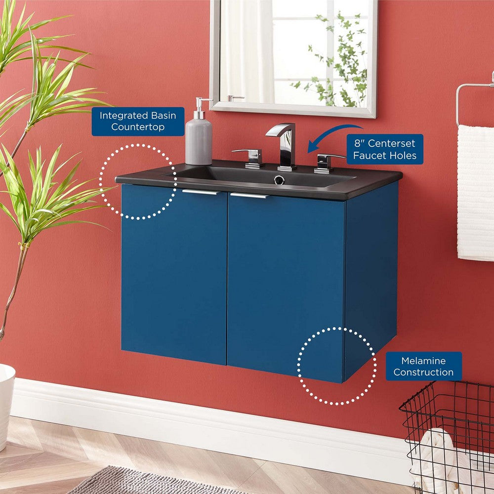 Maybelle 24" Wall-Mount Bathroom Vanity by Modway| Blue