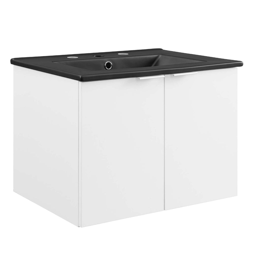 Modway Maybelle Bathroom, 24" Wall-Mount Vanity, White Black