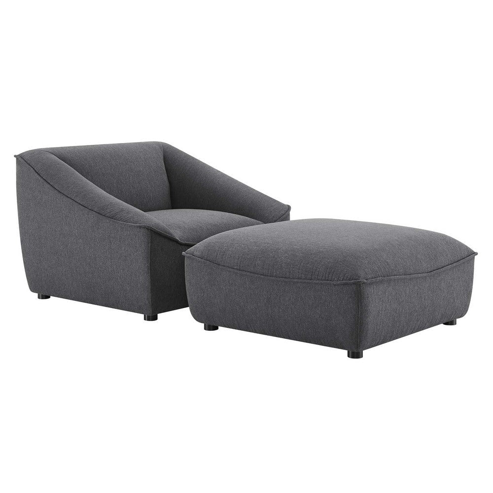 Modway Comprise Fabric Upholstered Sectional, 2-Piece Set, Charcoal