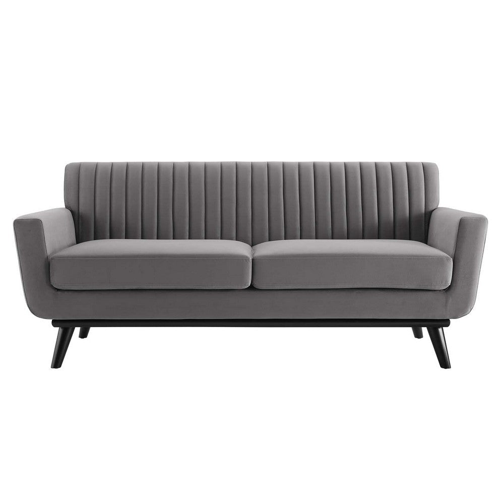 Modway Engage Channel Tufted Performance Velvet Loveseat in Gray MDY-EEI-5458-GRY