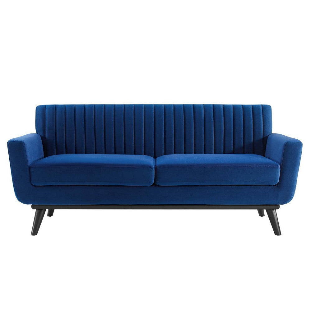 Modway Engage Channel Tufted Performance Velvet Loveseat in Navy MDY-EEI-5458-NAV