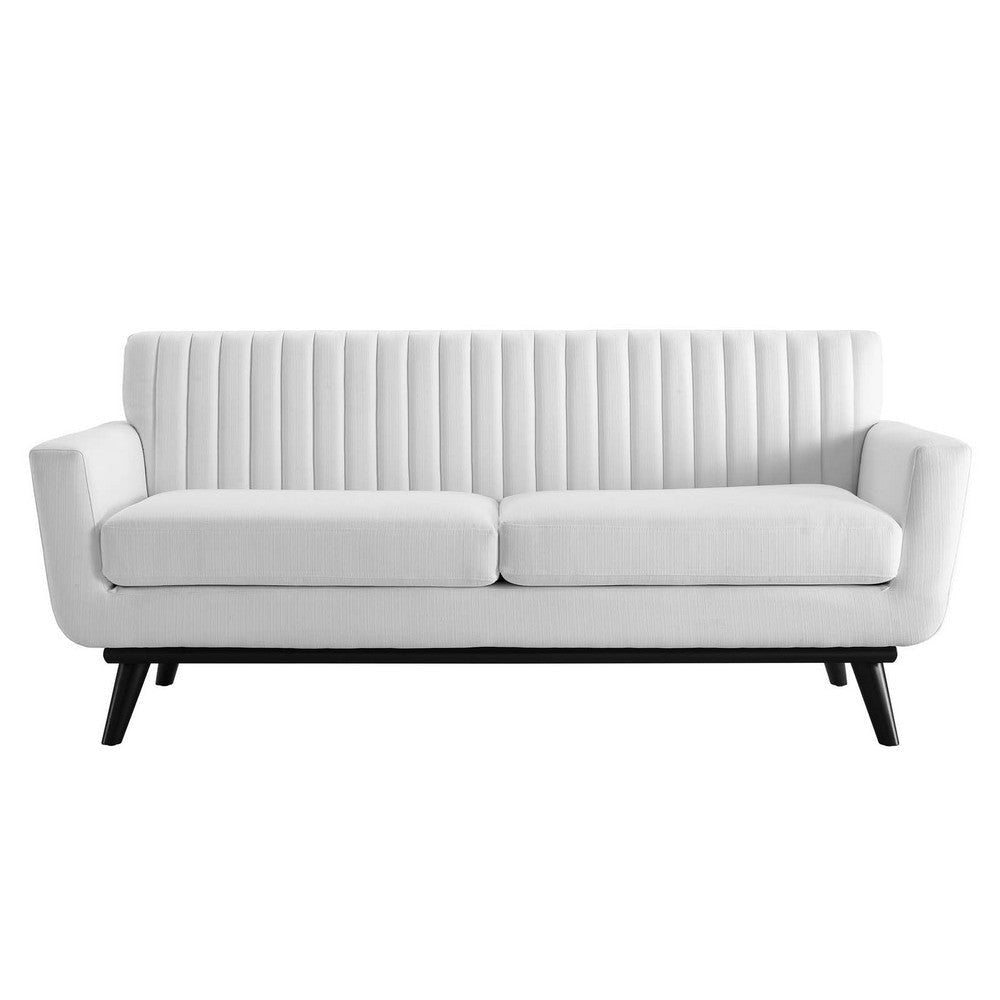 Modway Engage Channel Tufted Fabric Loveseat in White MDY-EEI-5461-WHI