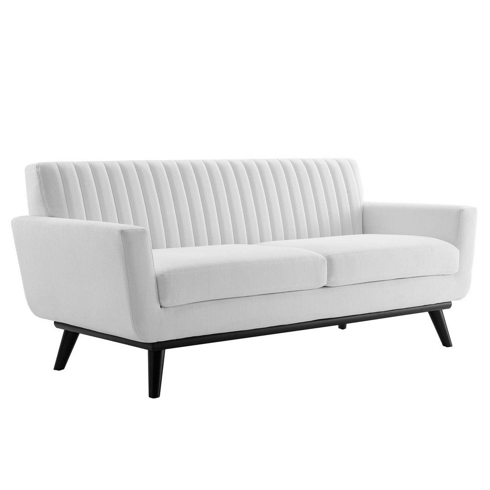 Modway Engage Channel Tufted Fabric Loveseat in White