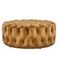 Modway Amour Tufted Button Large Round Performance Velvet Ottoman Cognac MDY-EEI-5469-COG