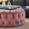 Amour Tufted Button Large Round Performance Velvet Ottoman  - No Shipping Charges