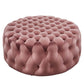 Modway Amour Tufted Button Large Round Performance Velvet Ottoman in Dusty Rose