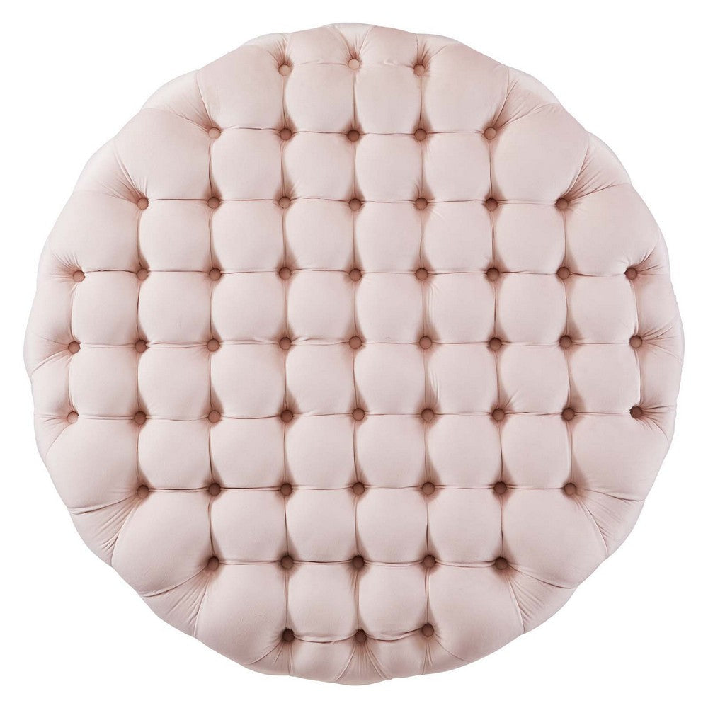 Modway Amour Tufted Button Large Round Performance Velvet Ottoman in Pink MDY-EEI-5469-PNK