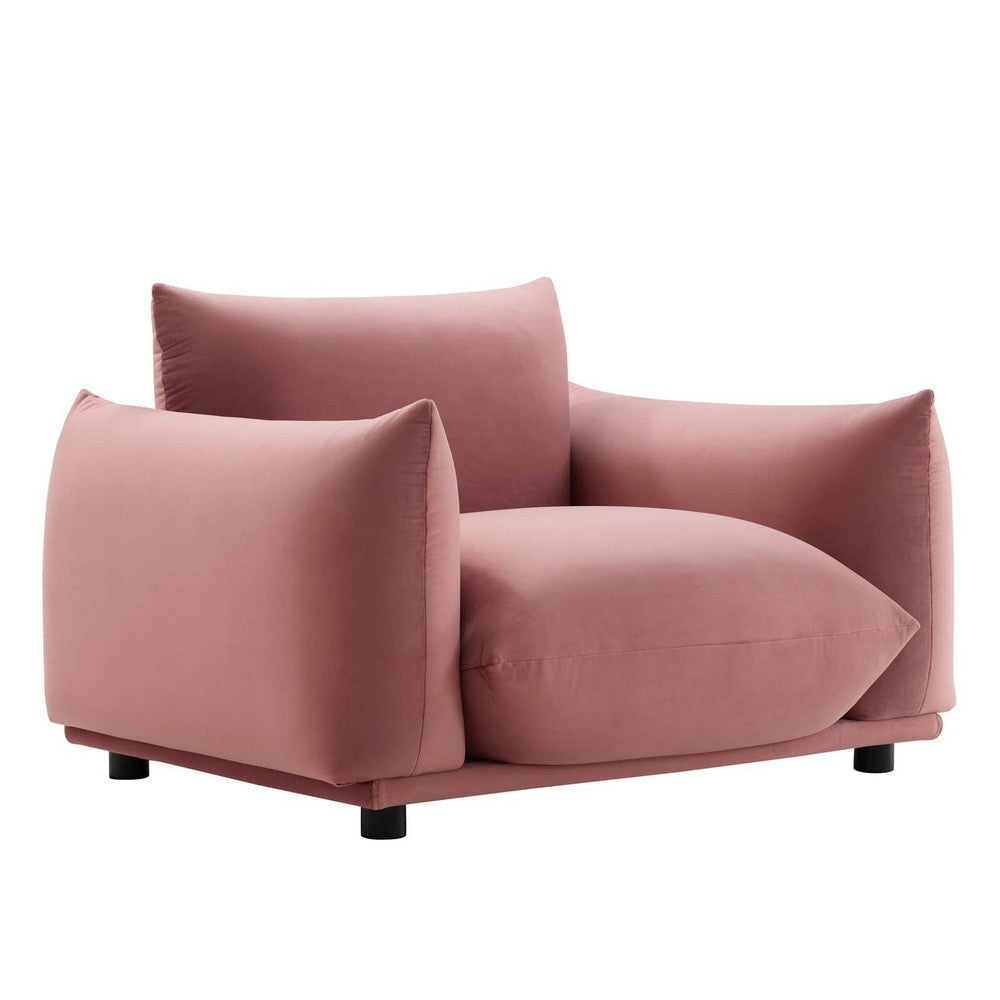 Modway Copious Performance Velvet Armchair in Dusty Rose