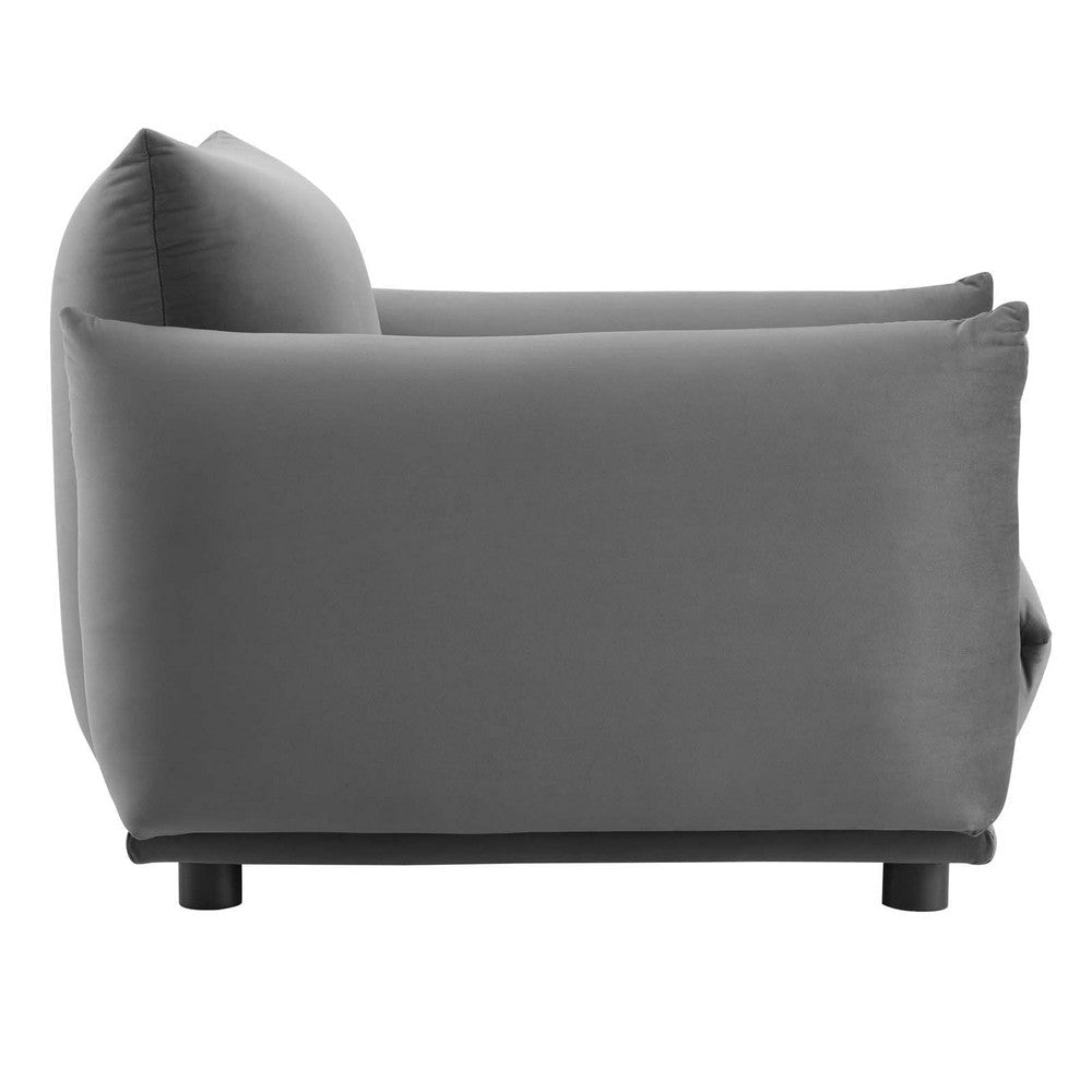 Modway Copious Performance Velvet Armchair in Gray MDY-EEI-5472-GRY