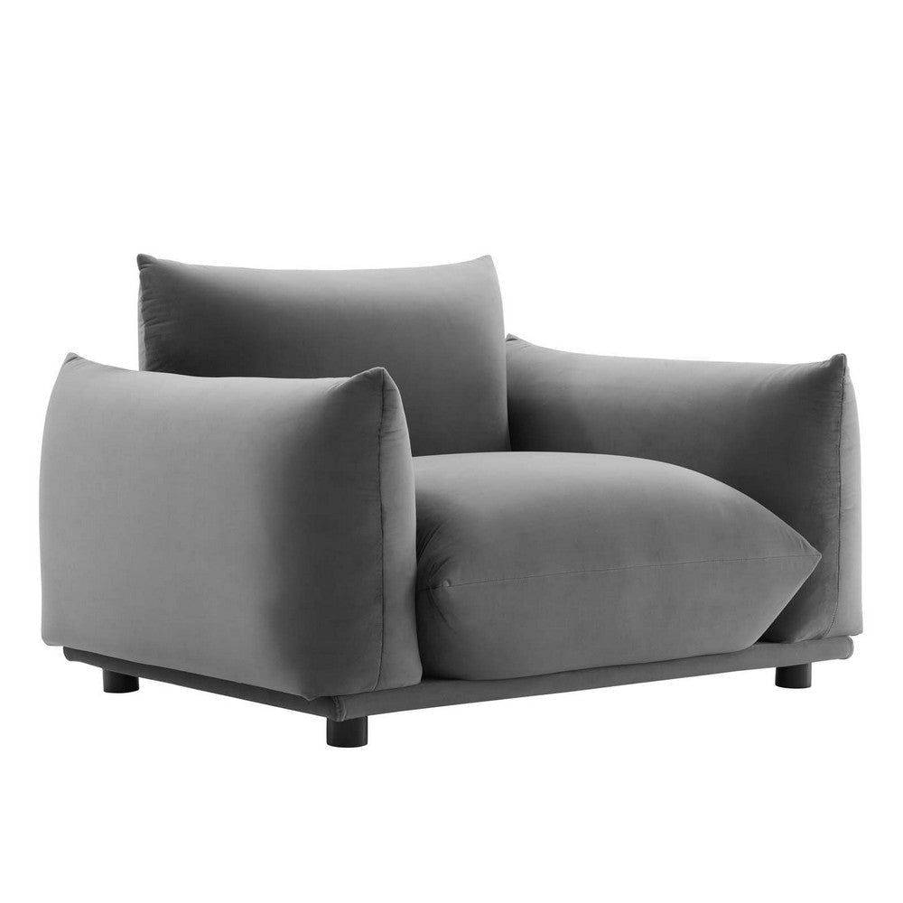 Modway Copious Performance Velvet Armchair in Gray