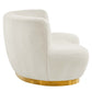 Modway Kindred Boucle Upholstered Curved Sofa with Black Base Gold Ivory MDY-EEI-5487-GLD-IVO