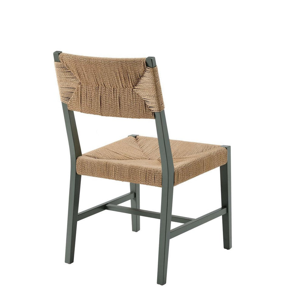 Modway Bodie Elm Wood Dining Side Chair with Paper Rope Seat in Light Gray Natural MDY-EEI-5489-LGR-NAT