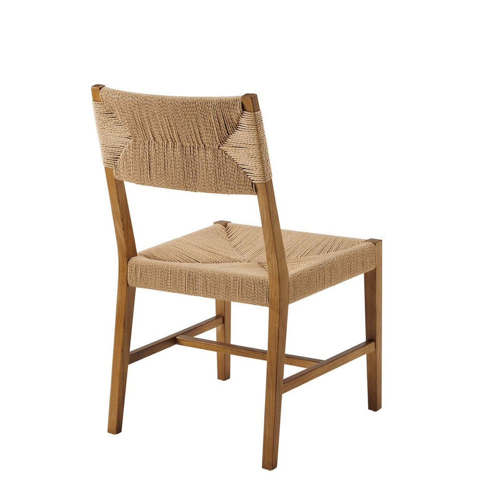 Modway Bodie Elm Wood Dining Side Chair with Paper Rope Seat Natural MDY-EEI-5489-NAT-NAT